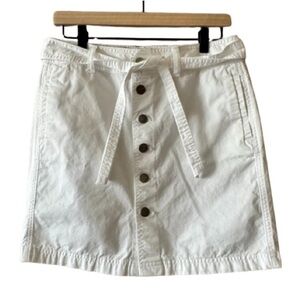 Women's 2 Tommy Hilfiger White Tie Skirt Mini Belted Button Up Cotton Summer